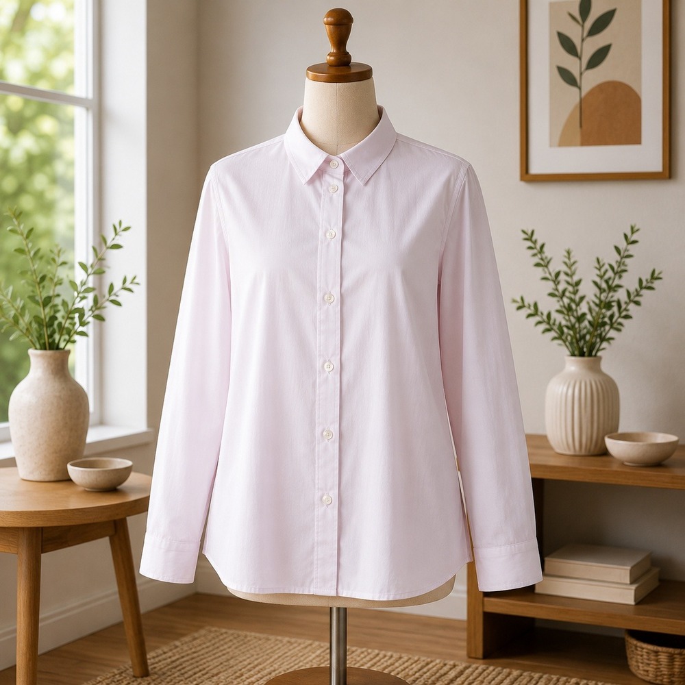 Nicole by Nicole Miller‎ Pale Pink Button Down Long Sleeve Blouse Petite Small